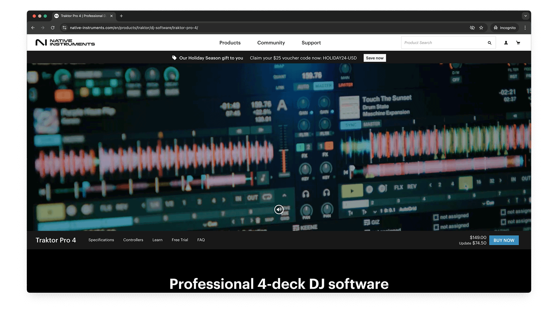 Screenshot of Traktor Pro DJ Software website